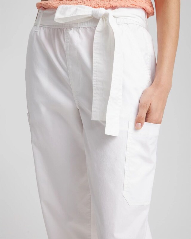 Poplin Pull-On Tapered-Leg Cropped Pants - image 4
